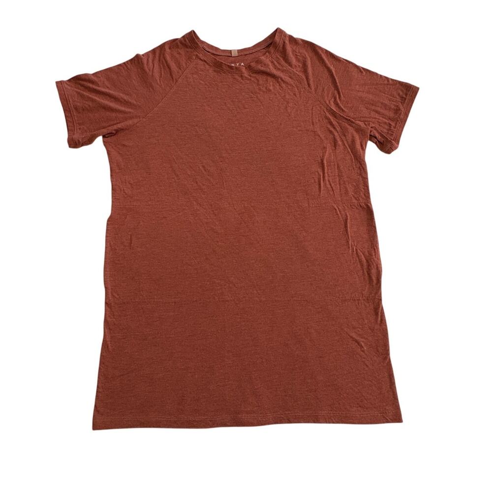 Lunya Womens Medium Heather Orange Short Sleeve Oversized Pajama Shirt Pockets